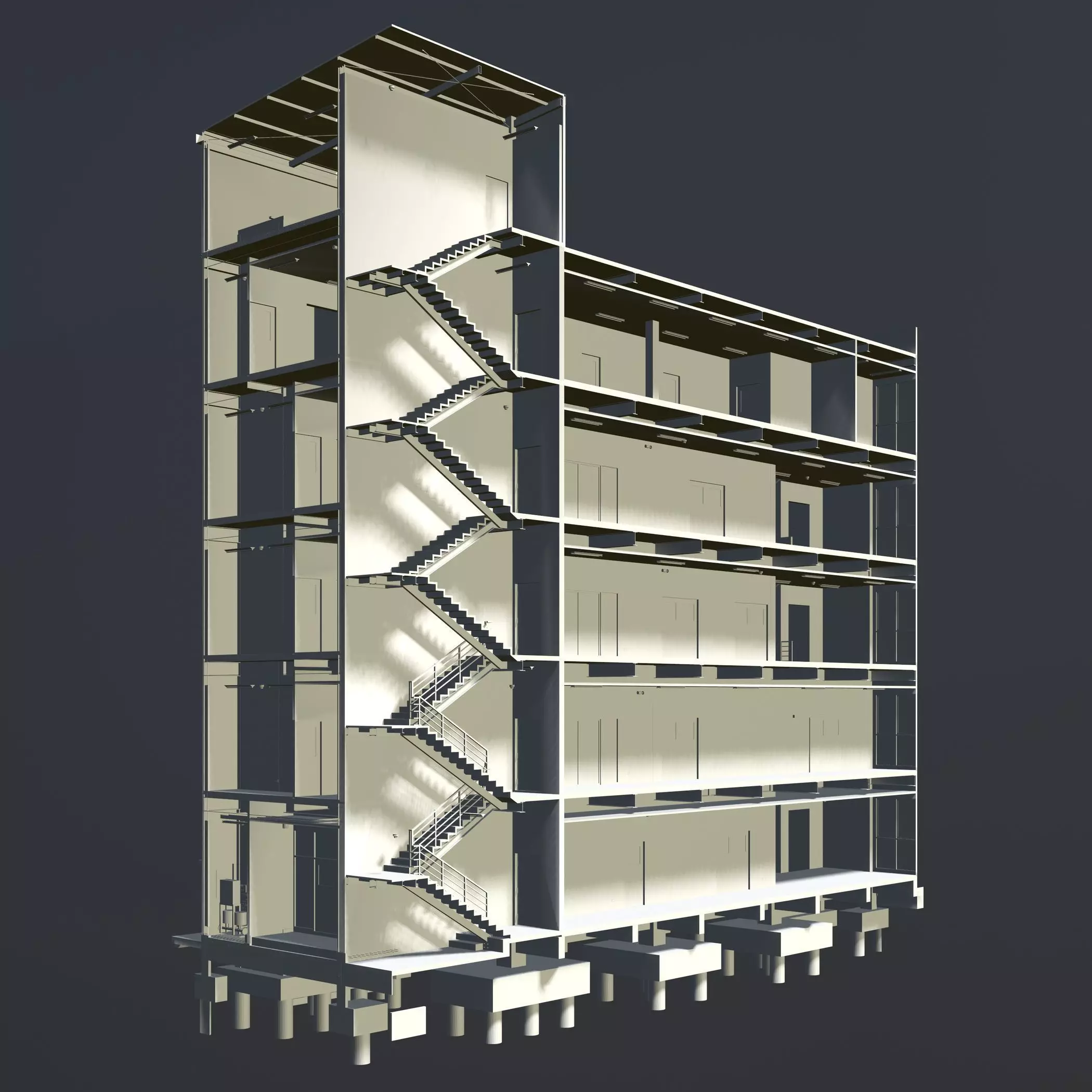 Building in section cut 3D model_0