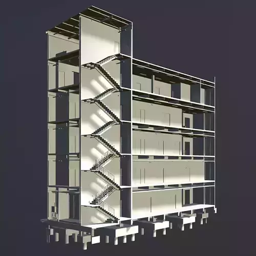 Building in section cut 3D model