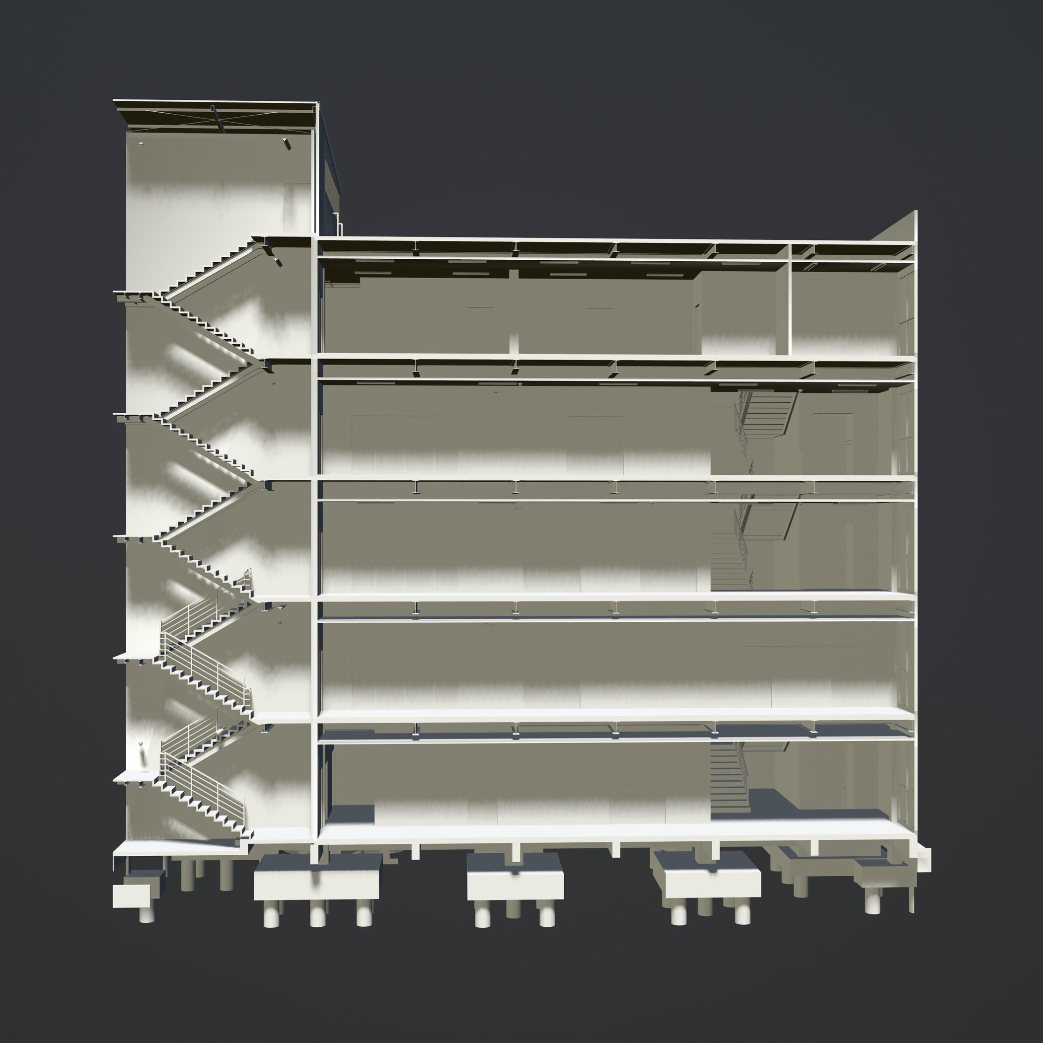 Building in section cut 3D model_2