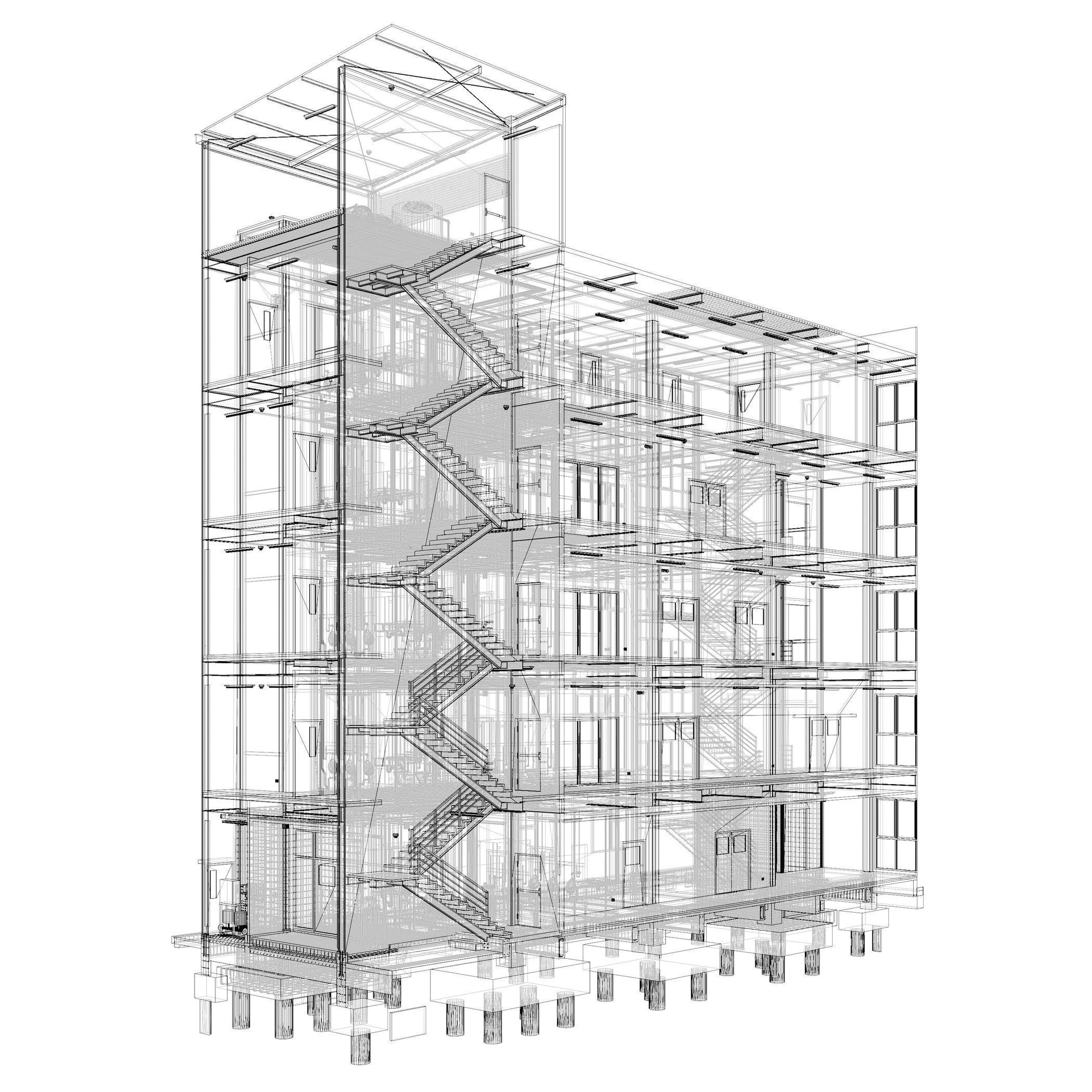 Building in section cut 3D model_5