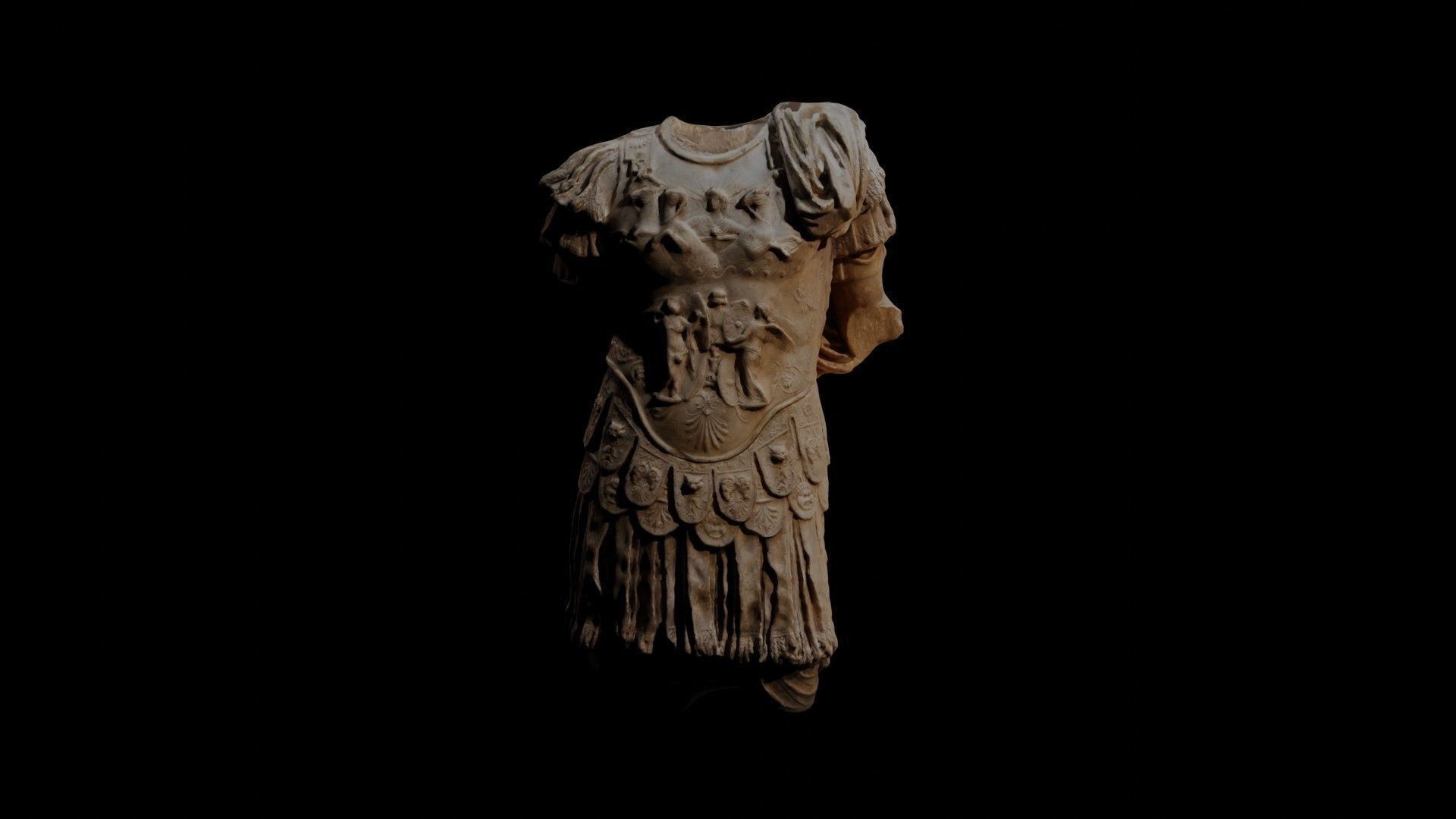 3D Scan of a Majestic Stone Greek Armor Torso 3D model_6