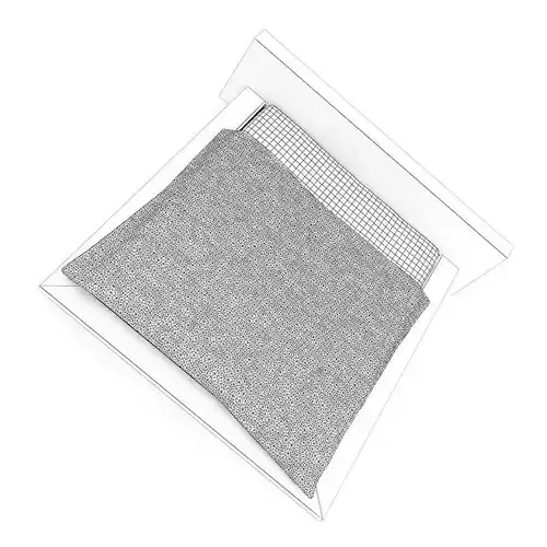 Grey Bed with White-Blue Cover