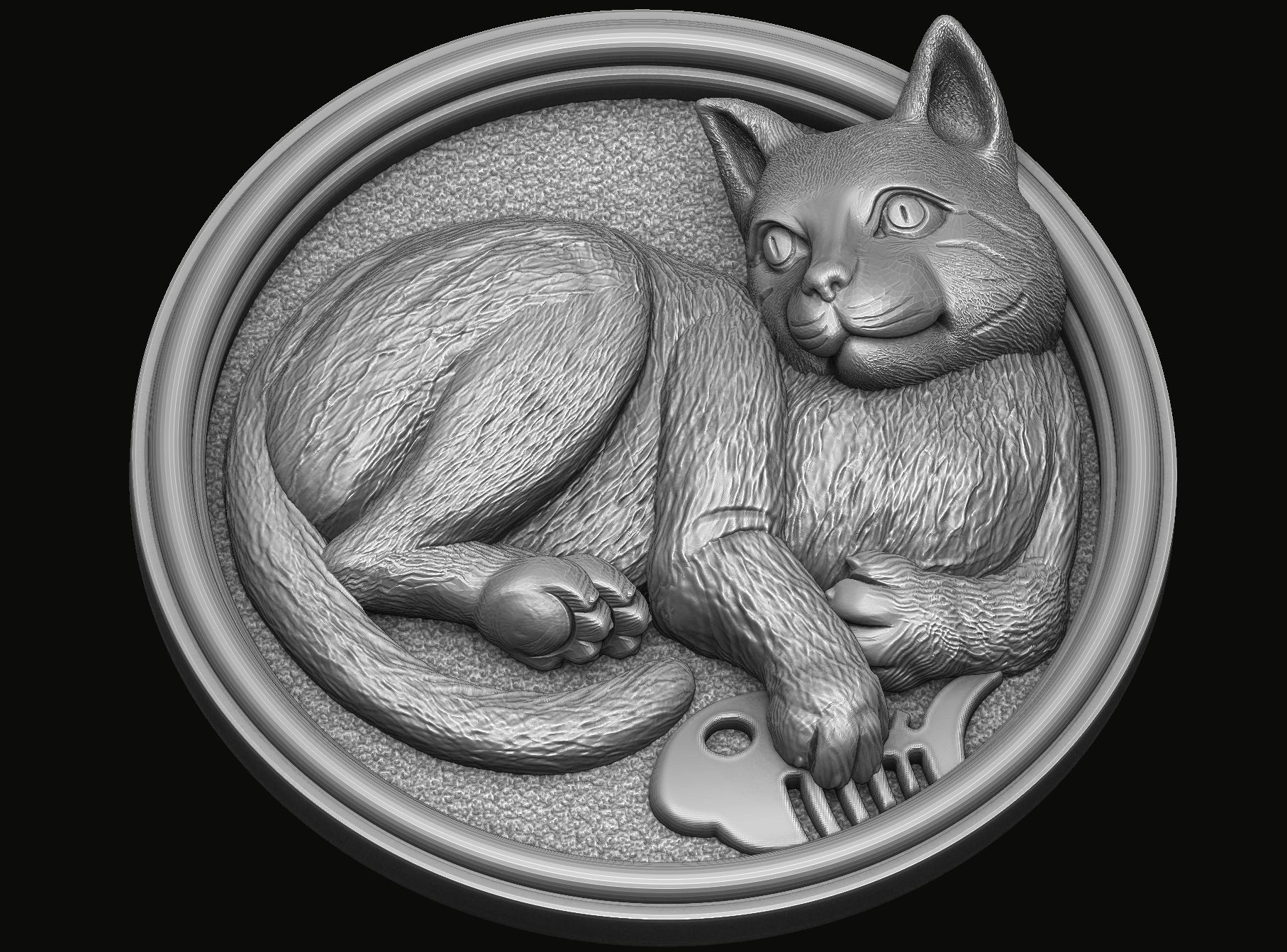 Cat Pendant 3D print model_4