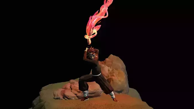 Demon slayer Tunjiro hinokami kagura sun dragon  Low-poly 3D model