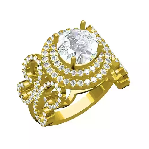 Big Round Diamond Vintage Engagement Ring for Women
