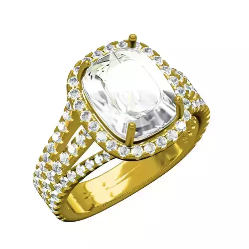 Cushion Cut Diamond Halo Cathedral Engagement Ring