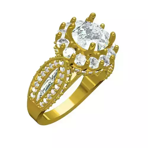 Charming Round Cut Diamond Hidden Halo Set Ring