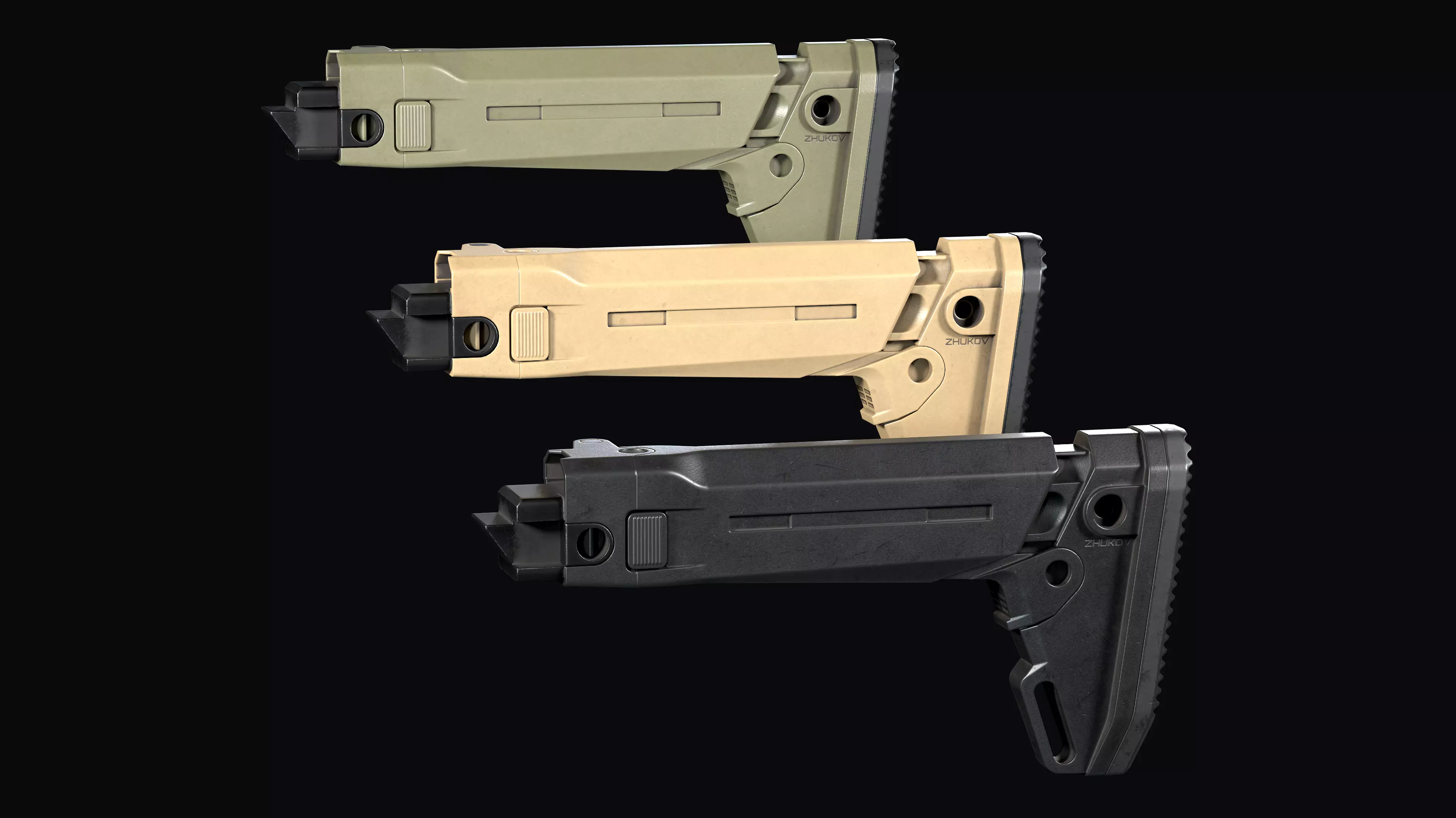  Magpul Zhukov-S stock AKM AK 74 Low-poly 3D model_0