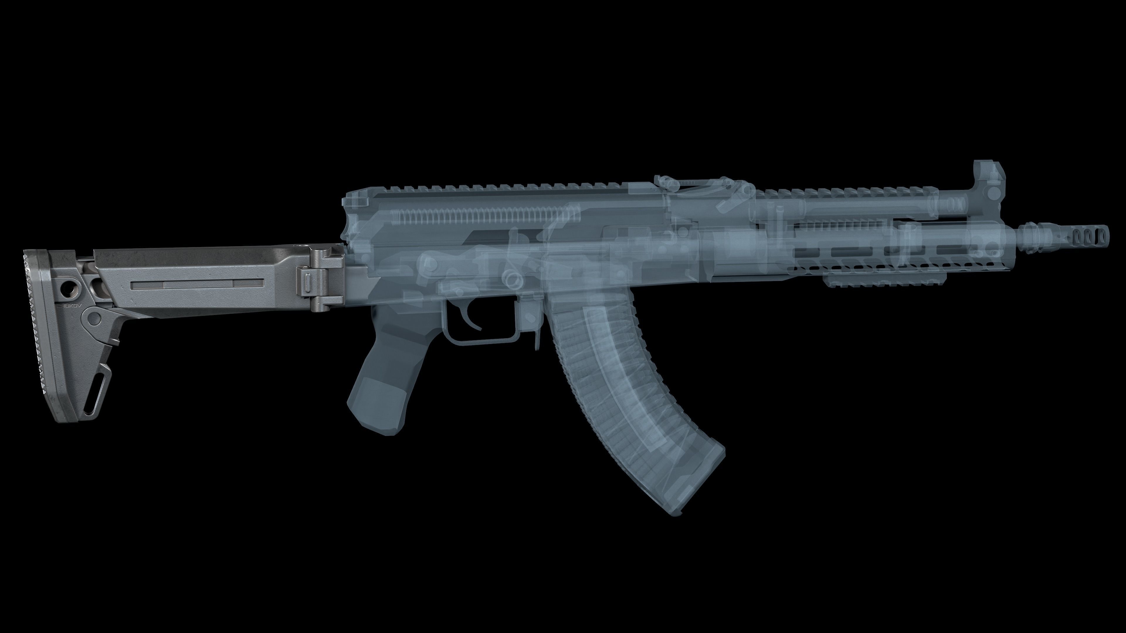  Magpul Zhukov-S stock AKM AK 74 Low-poly 3D model_4