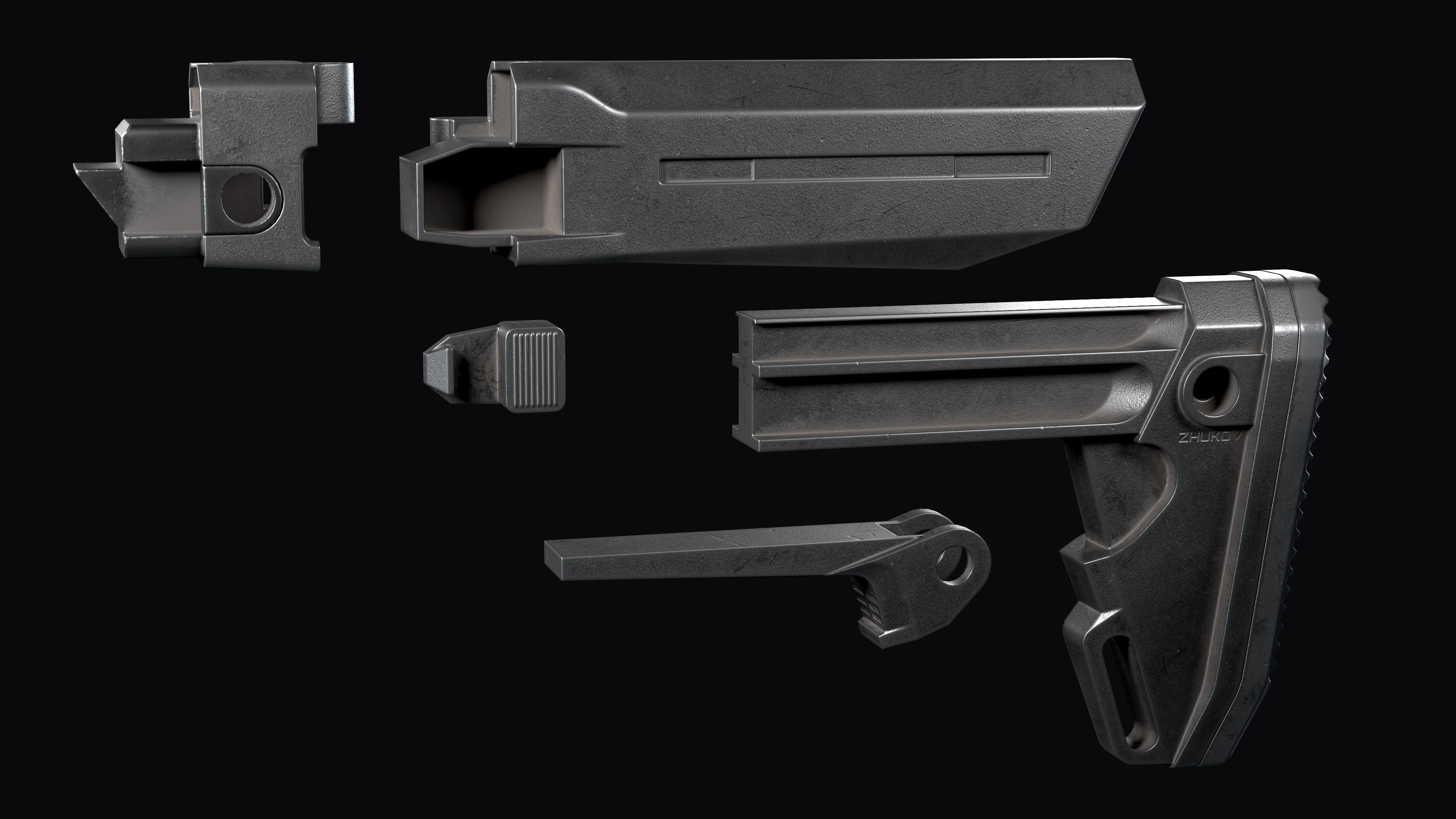  Magpul Zhukov-S stock AKM AK 74 Low-poly 3D model_12
