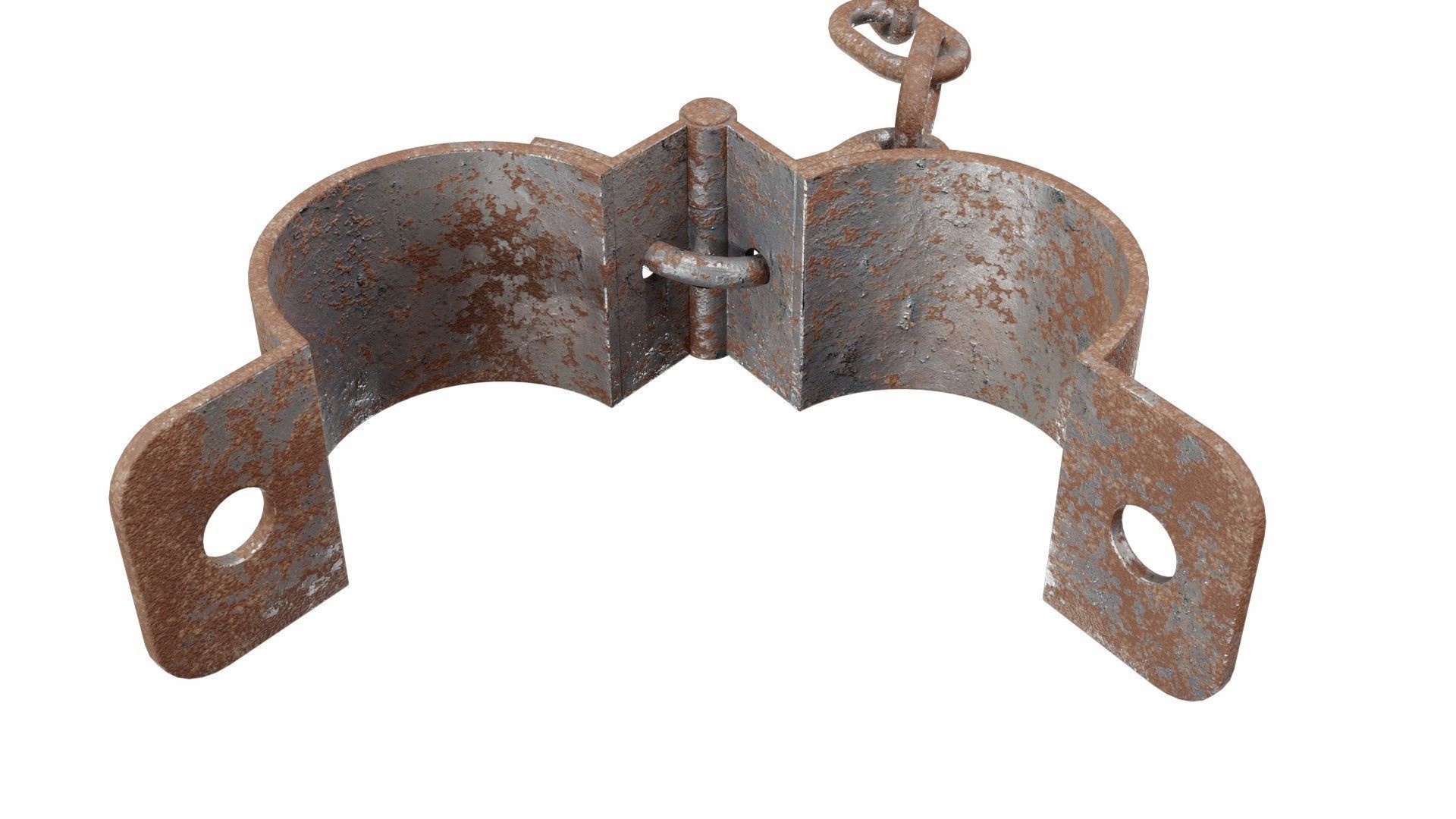 Old rusty shackles 3D model_4