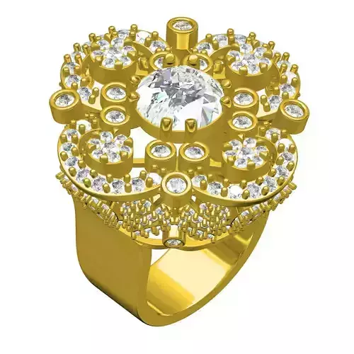 Unique Diamond Floral Design Cocktail Ring