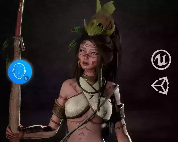 Tribal Priestess Low-poly 3D model