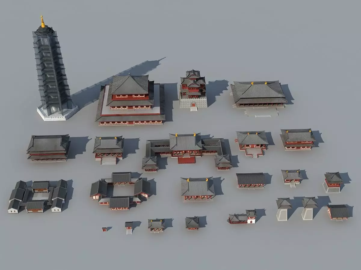 ancient architecture temple 3D model_0