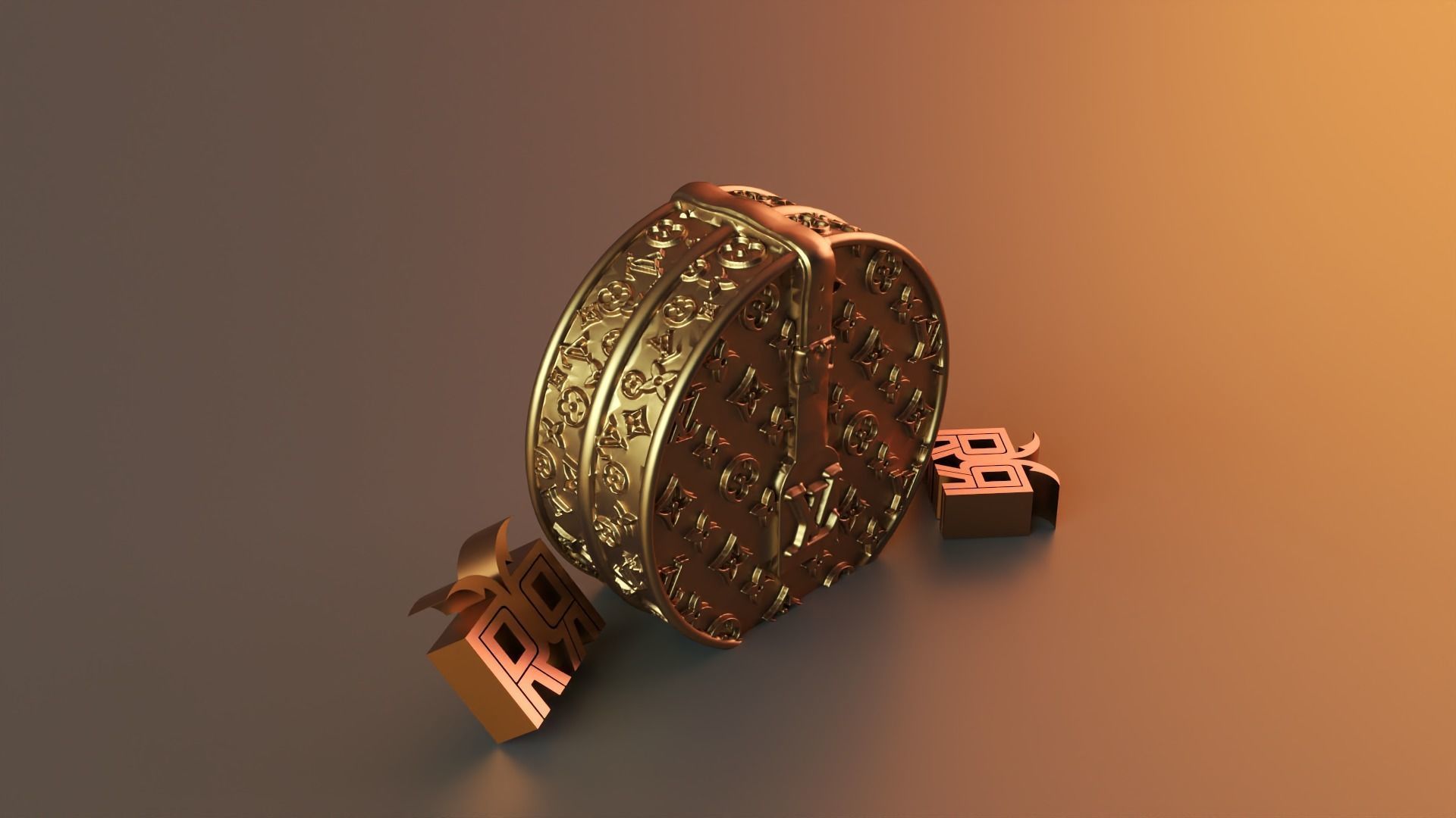 Round LV Handbag candle 3D print model_7