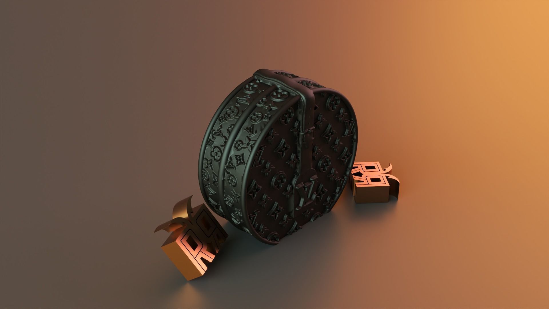 Round LV Handbag candle 3D print model_9