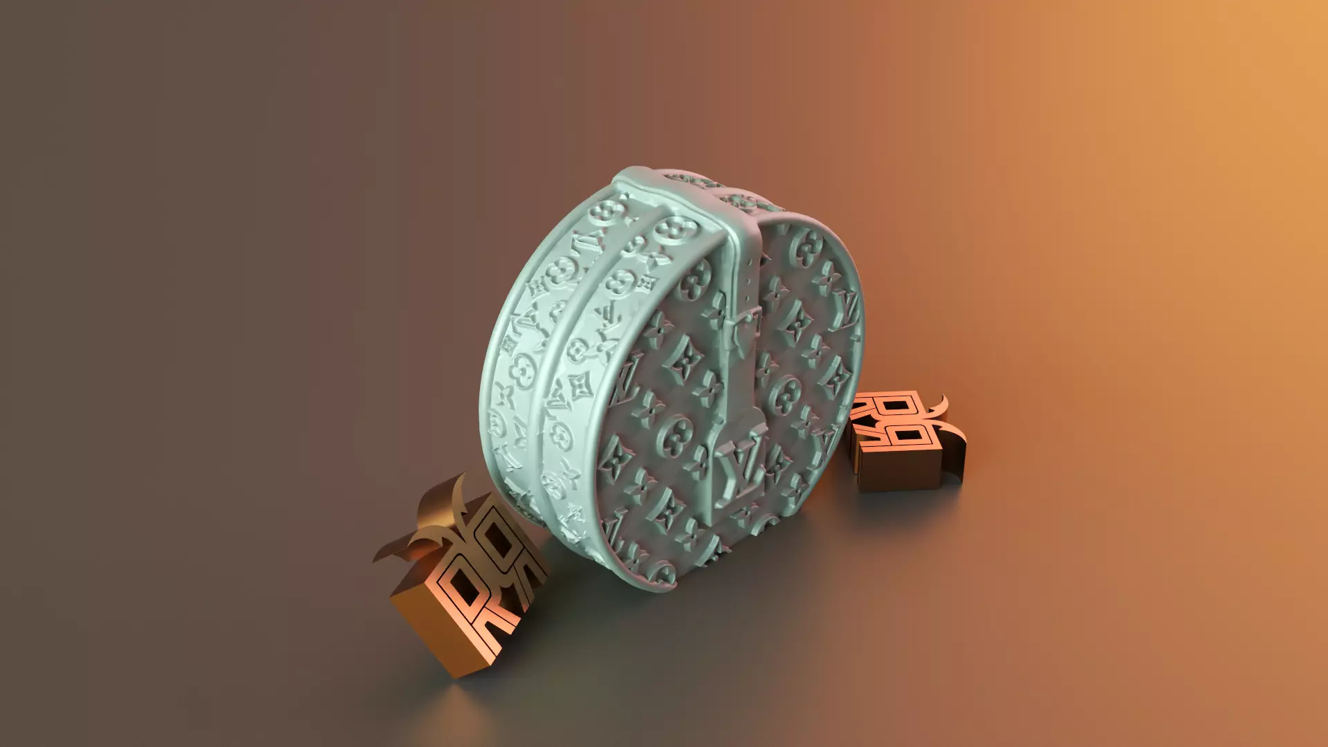 Round LV Handbag candle 3D print model_0