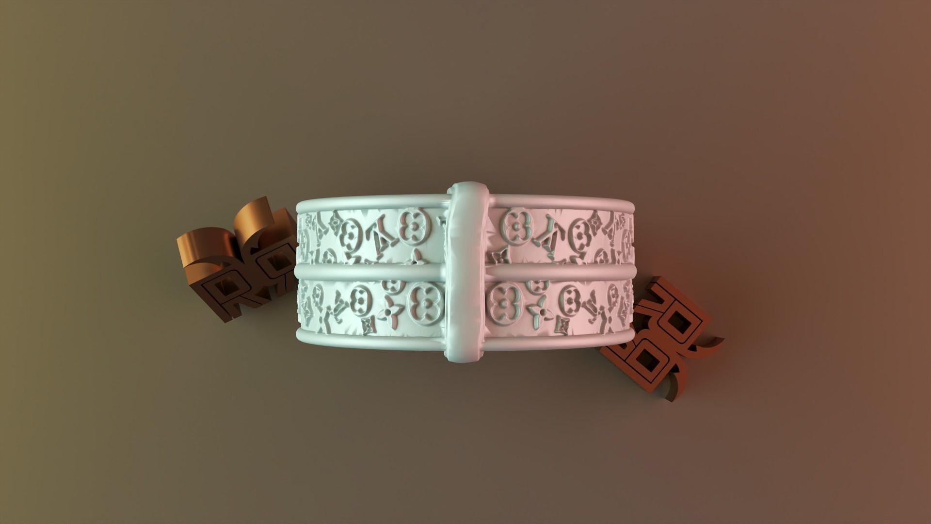 Round LV Handbag candle 3D print model_4