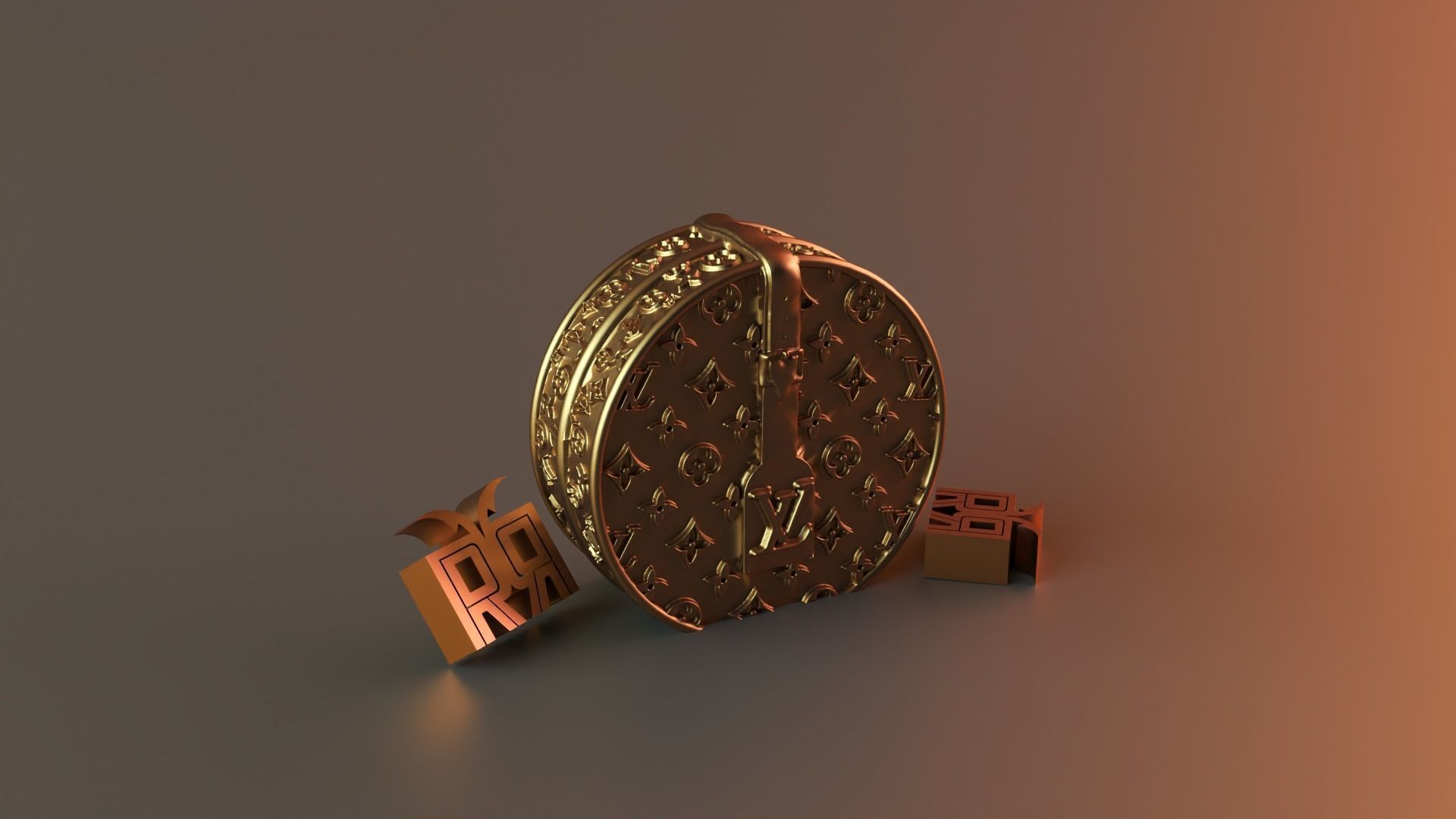 Round LV Handbag candle 3D print model_1