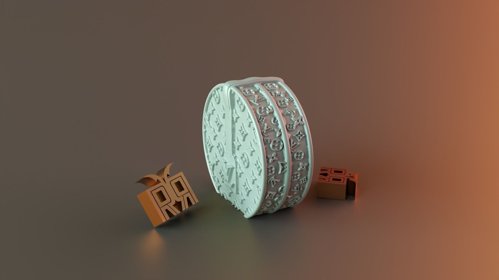 Round LV Handbag candle 3D print model_2