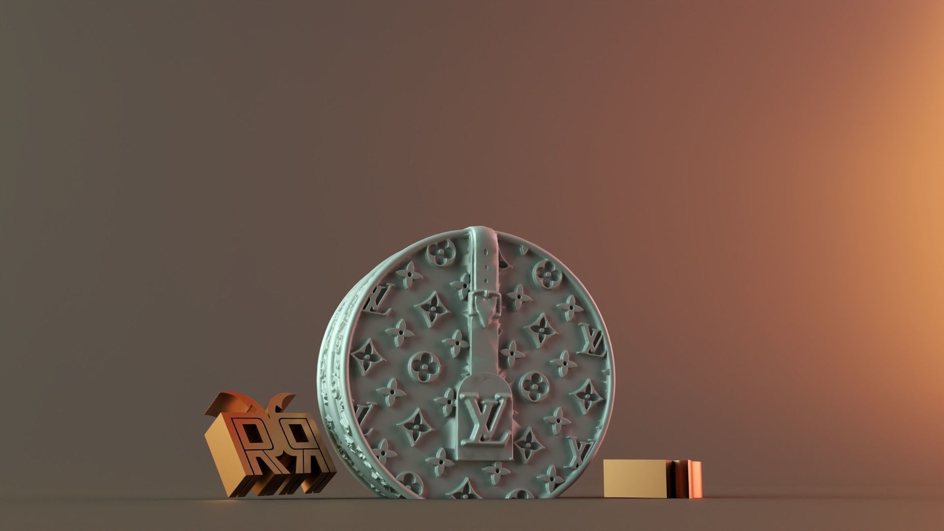 Round LV Handbag candle 3D print model_3