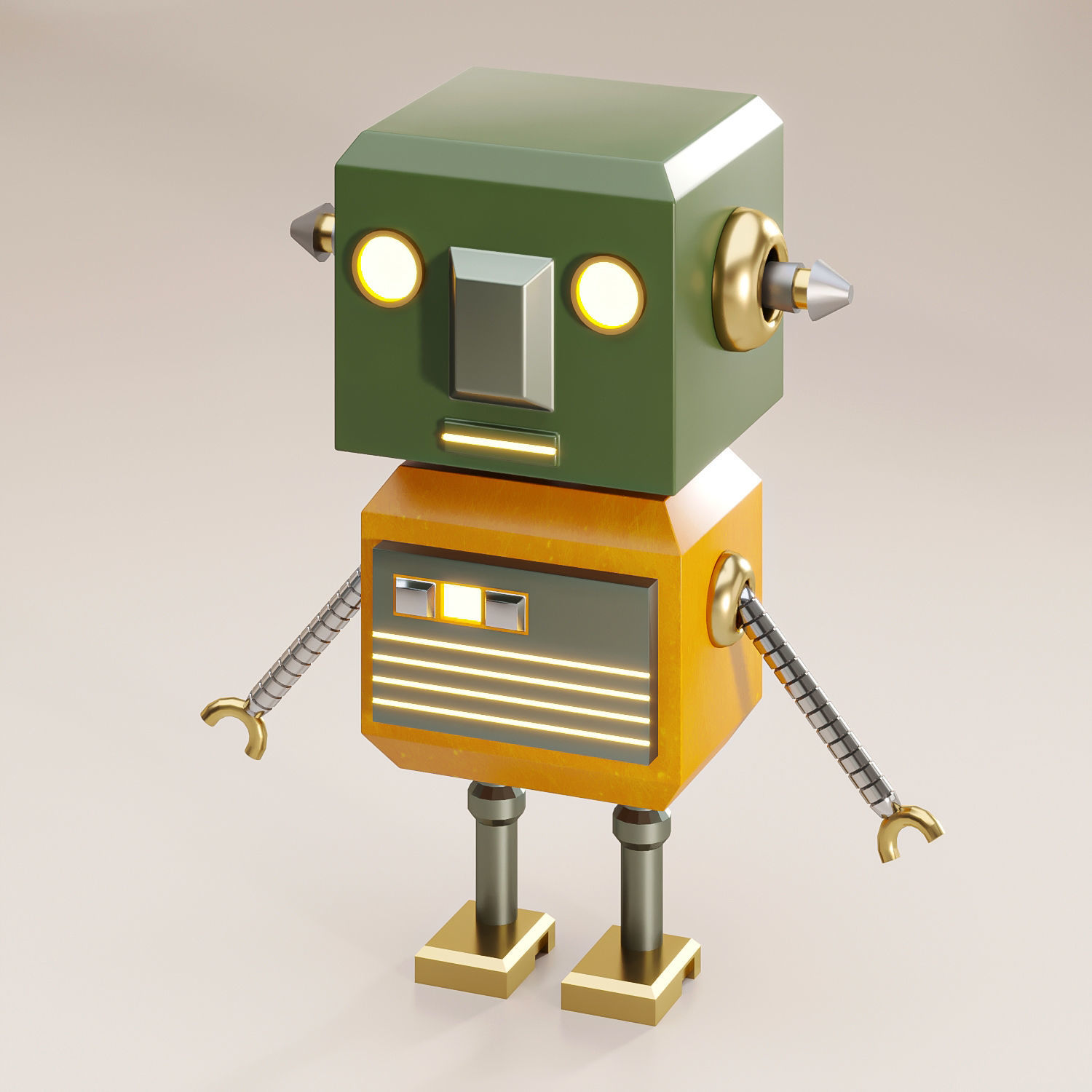5 low poly Robot Bundle Low-poly 3D model_4