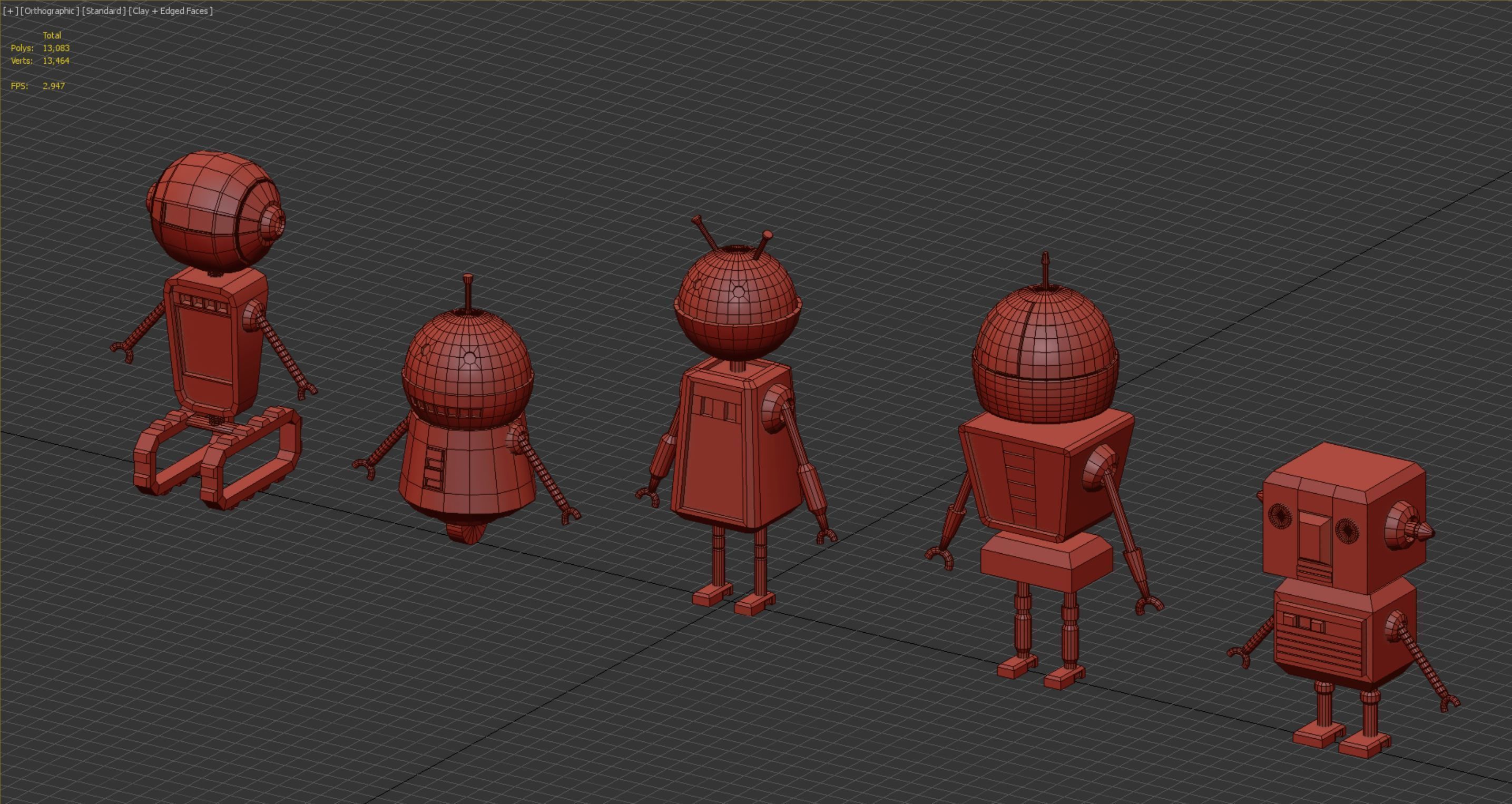5 low poly Robot Bundle Low-poly 3D model_7