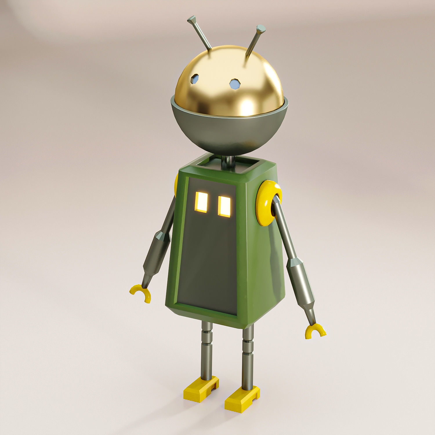 5 low poly Robot Bundle Low-poly 3D model_3