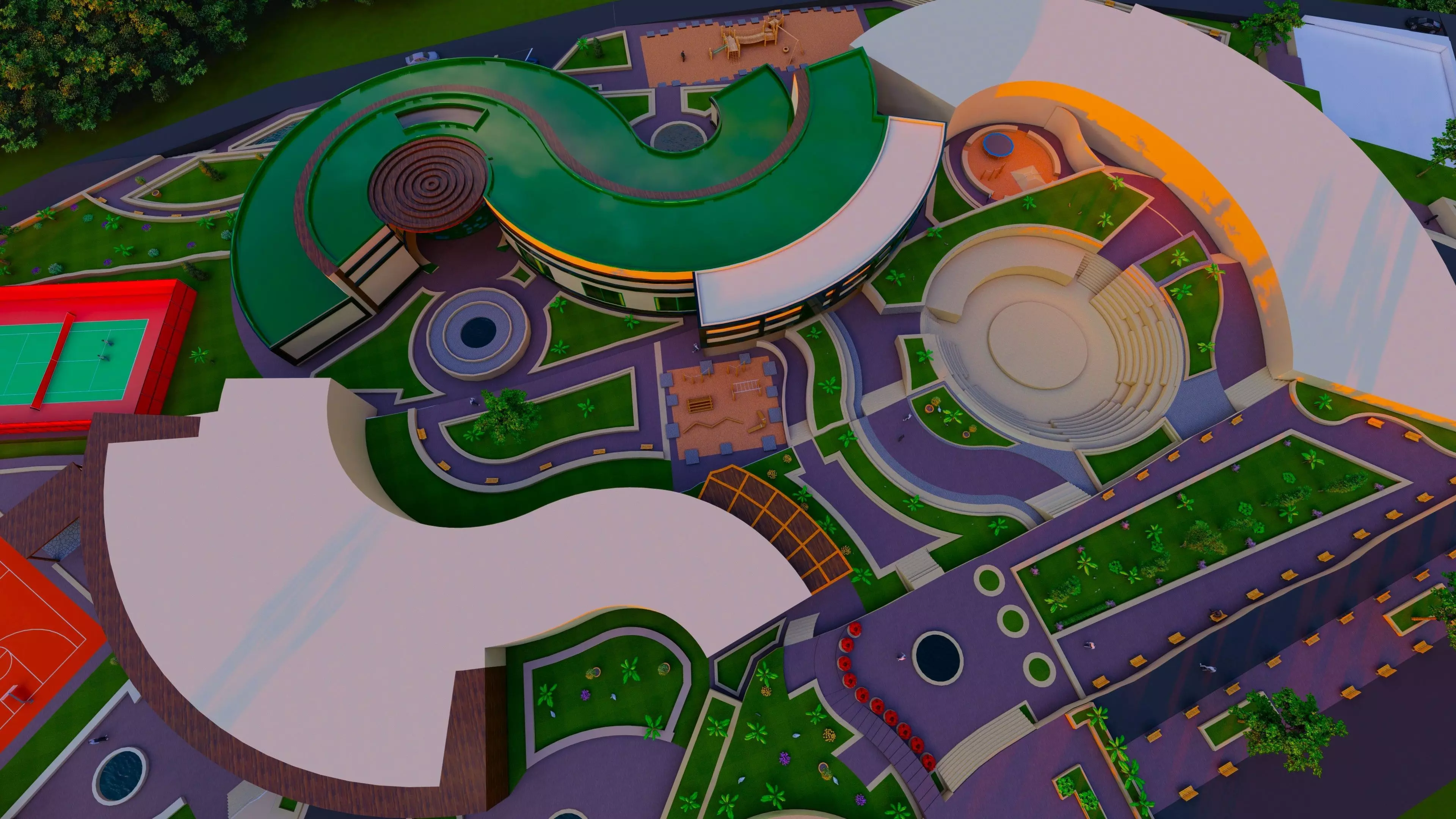 Futuristic Building Architectural Low-poly 3D model_0