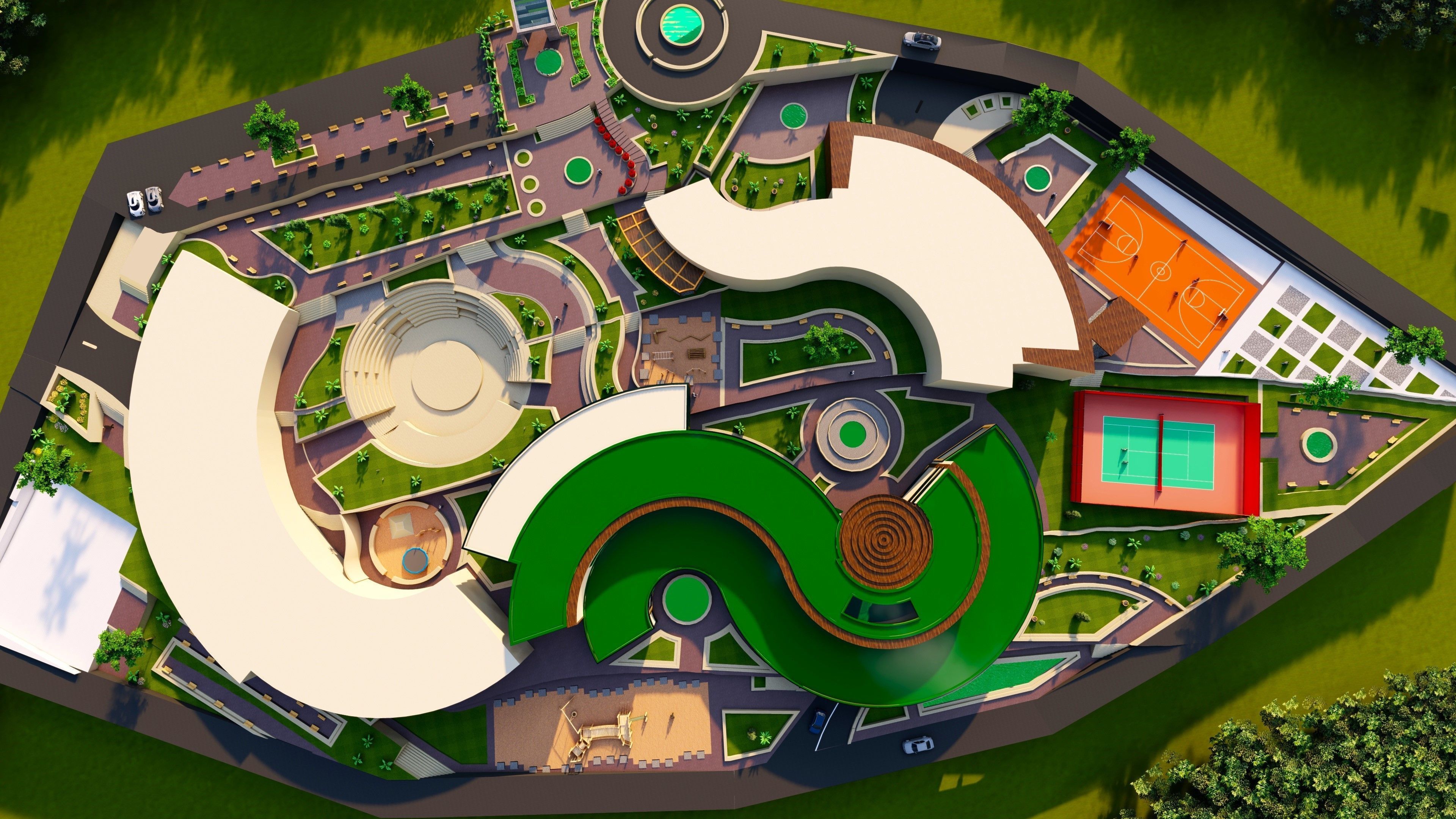 Futuristic Building Architectural Low-poly 3D model_2