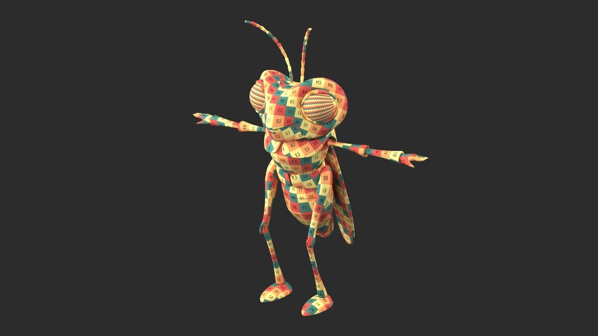 Cartoon Grasshopper Character 3D model_14