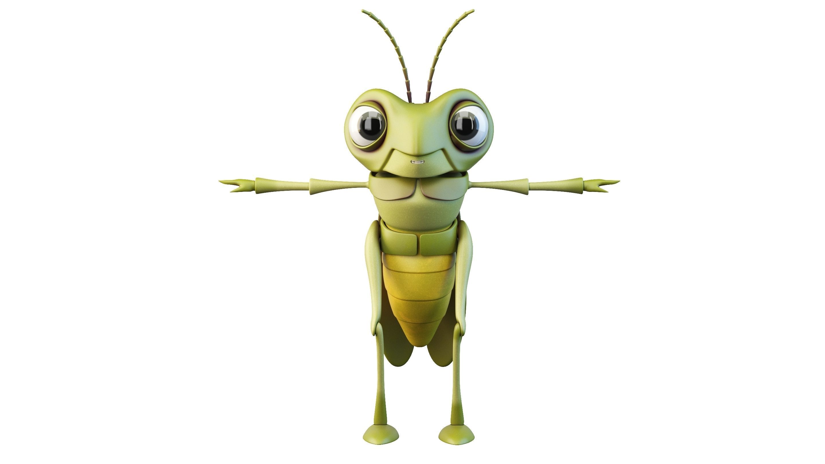 Cartoon Grasshopper Character 3D model_1