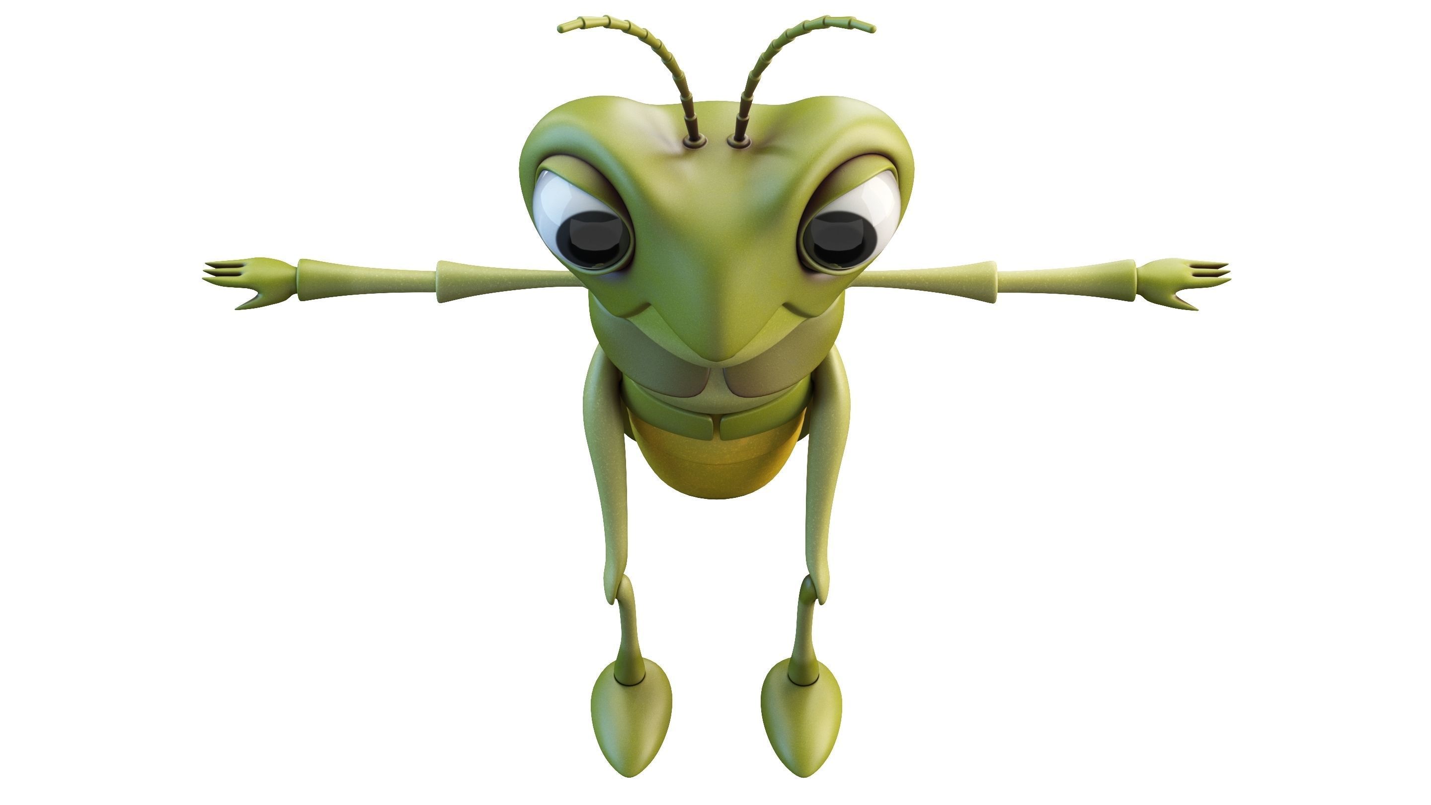 Cartoon Grasshopper Character 3D model_7
