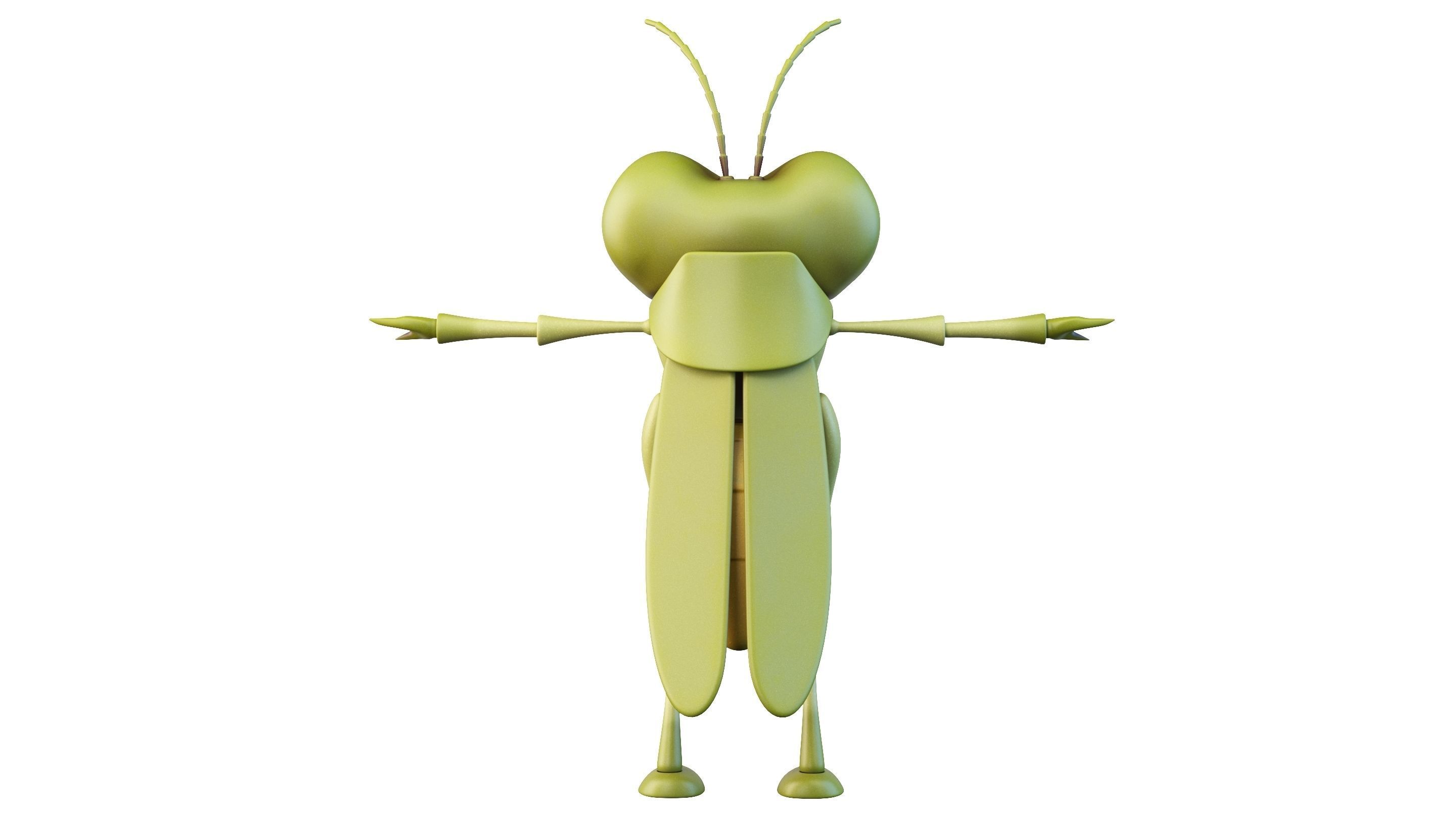 Cartoon Grasshopper Character 3D model_3
