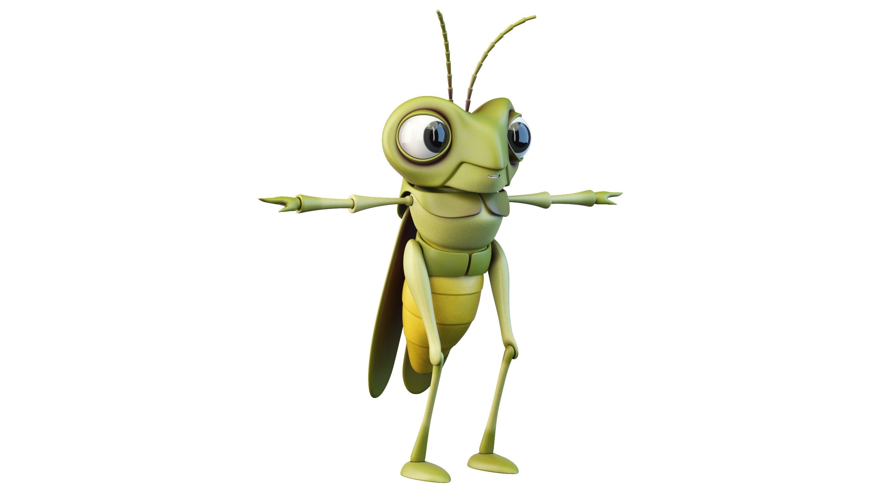 Cartoon Grasshopper Character 3D model_2