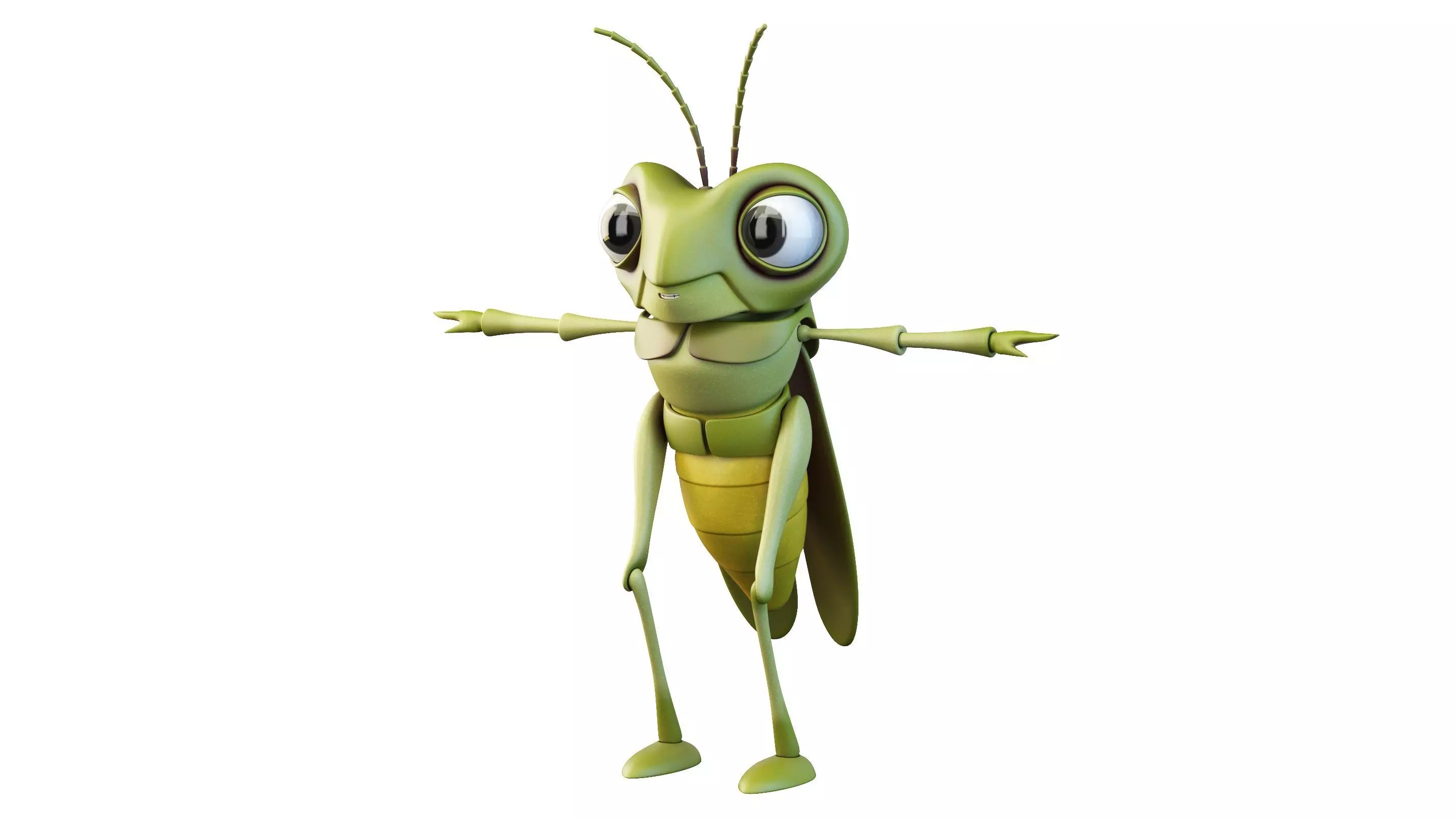Cartoon Grasshopper Character 3D model_0