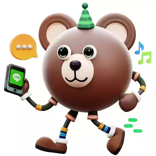 Line Sticker Mascot 3D Icon