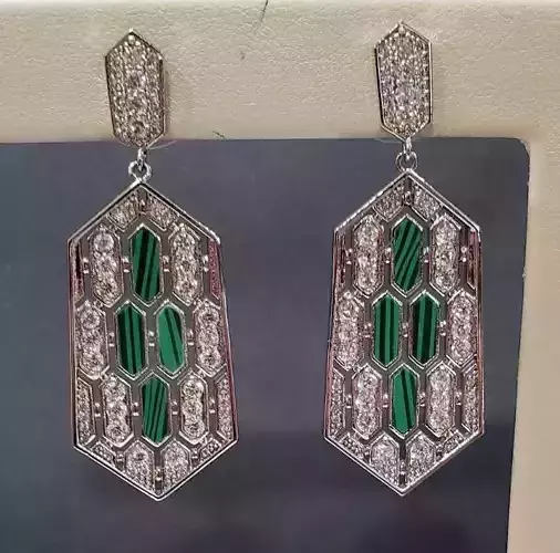 Bohemia Malachite Earrings Retro Autumn Leaf Drop  3D print model