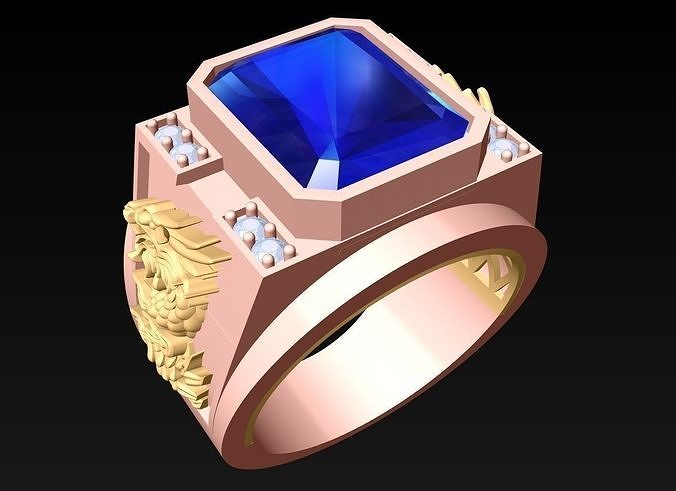 Rectangular Stone Rings - Dragon Ring - N5471 3D print model