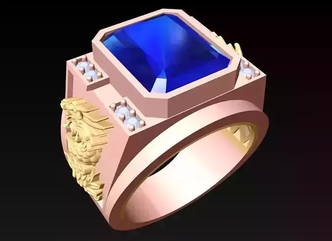 Rectangular Stone Rings - Dragon Ring - N5471