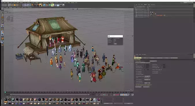 Ancient China Cartoon Game Low-poly 3D model