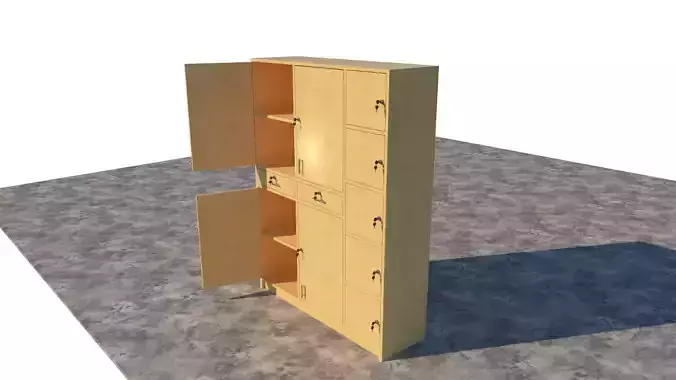 Wooden cabinet with locker