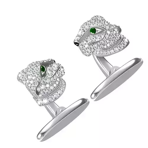 Panther Head Diamond Cufflink