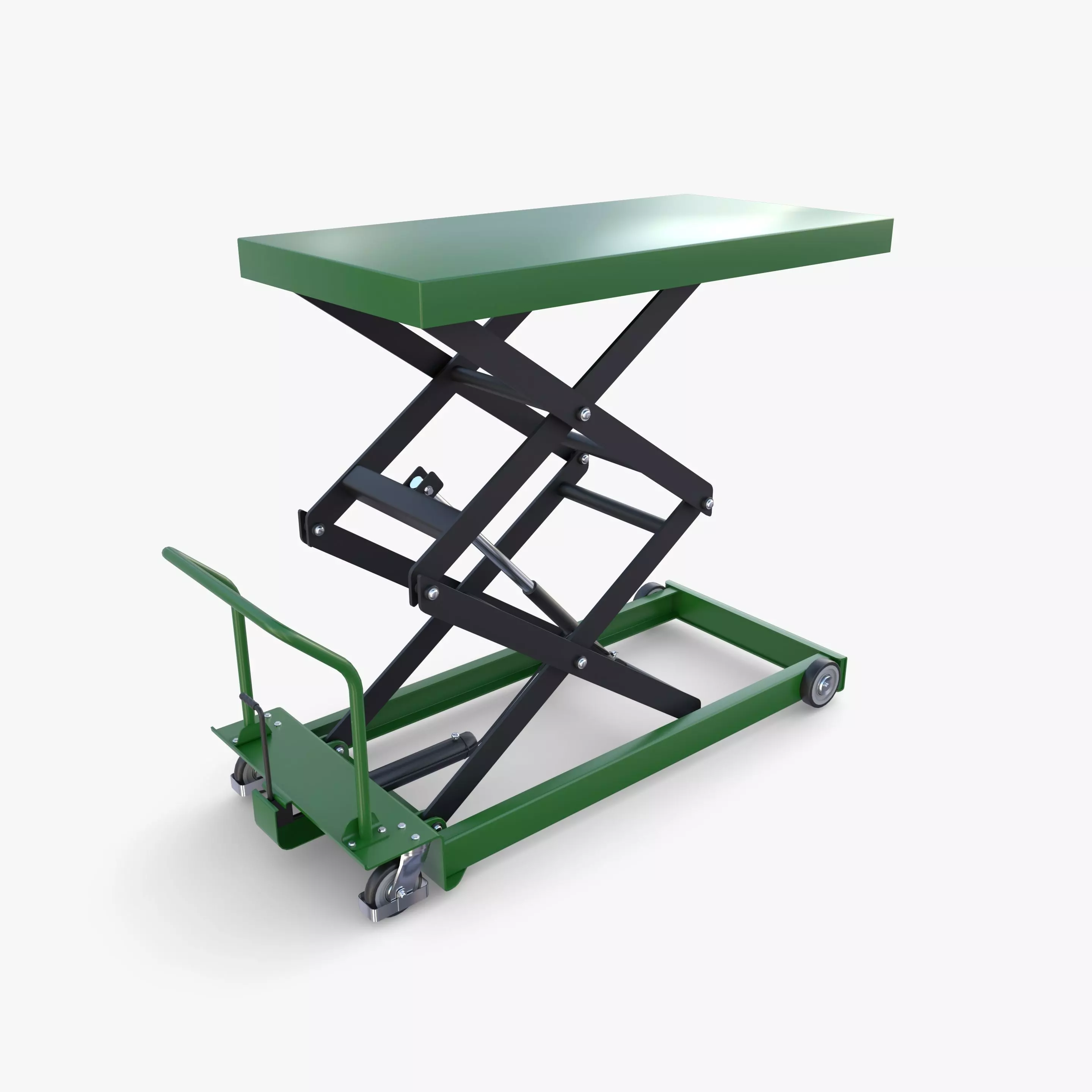 Animated Scissor Lift Table Green 3D model_0