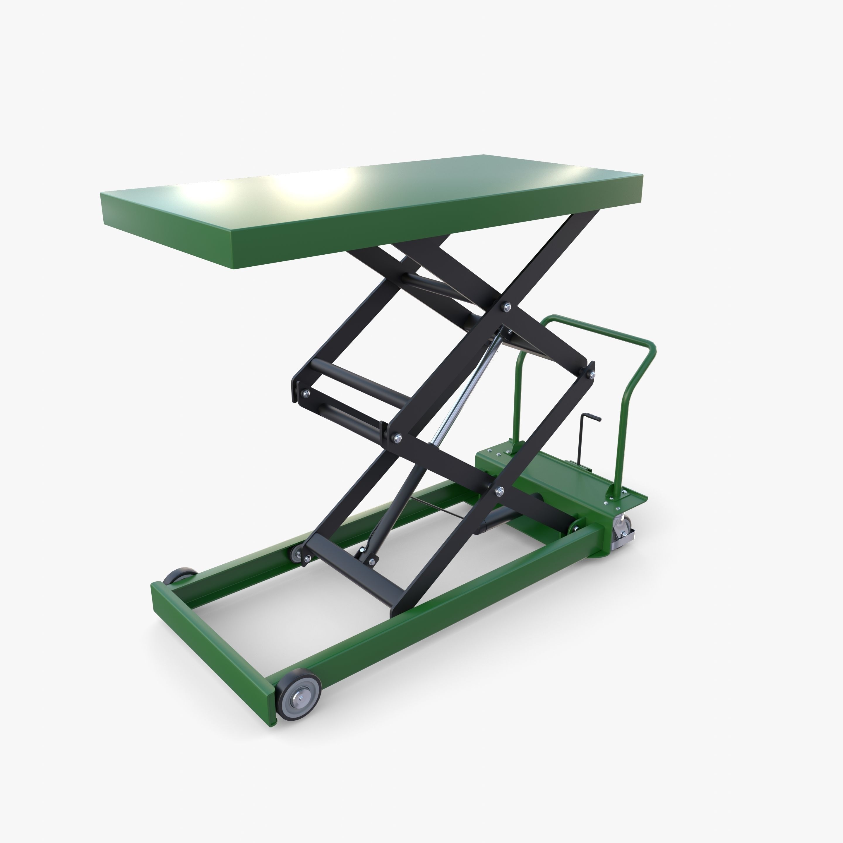 Animated Scissor Lift Table Green 3D model_4