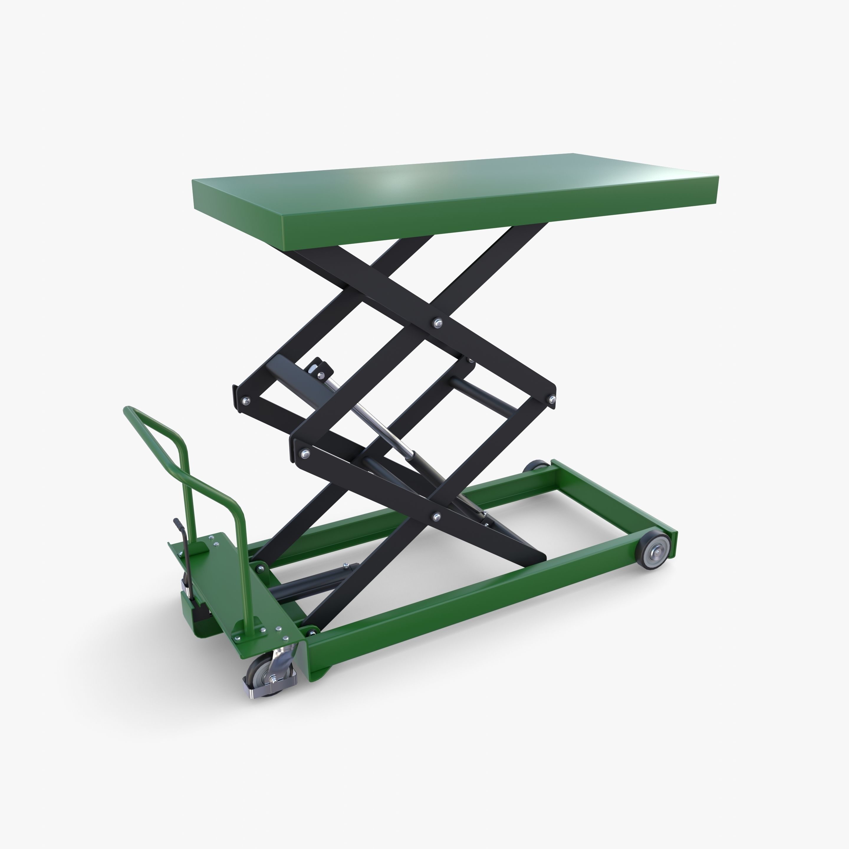 Animated Scissor Lift Table Green 3D model_1