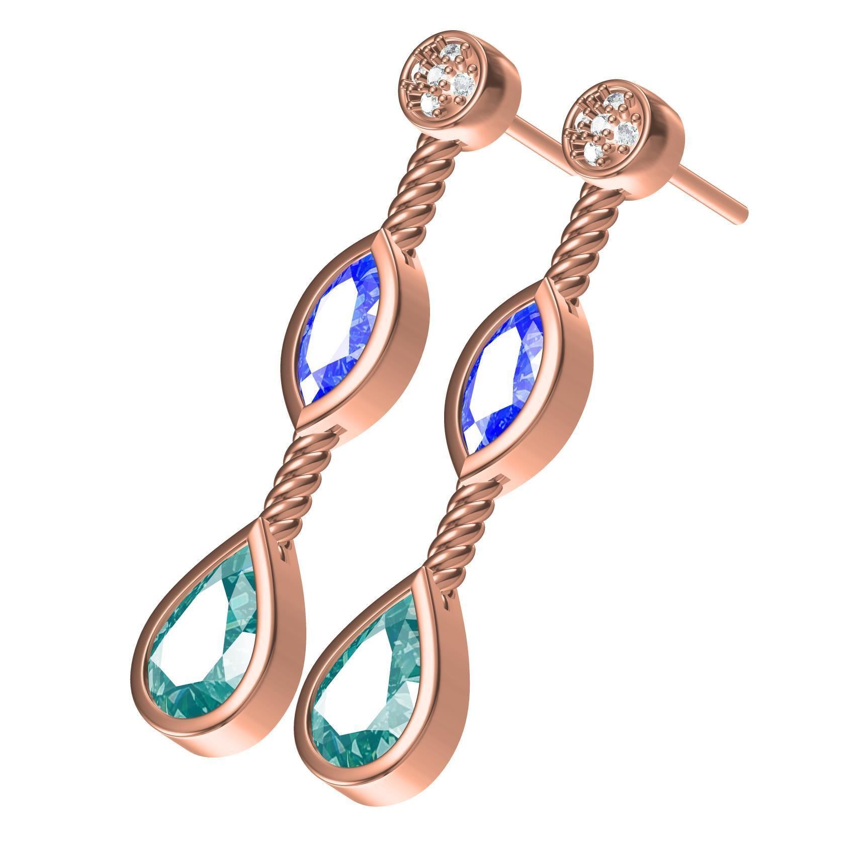 Round and Marquise and Pear Diamond Stud Earring 3D print model_1