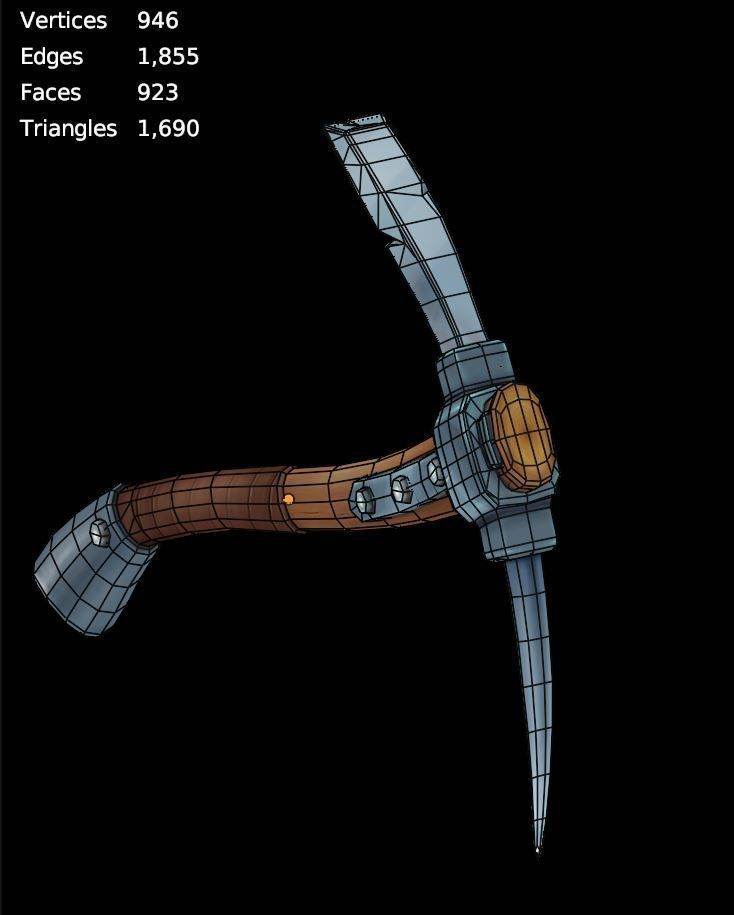 Character low-poly 3d model   dwarf with pickaxe Low-poly 3D model_10