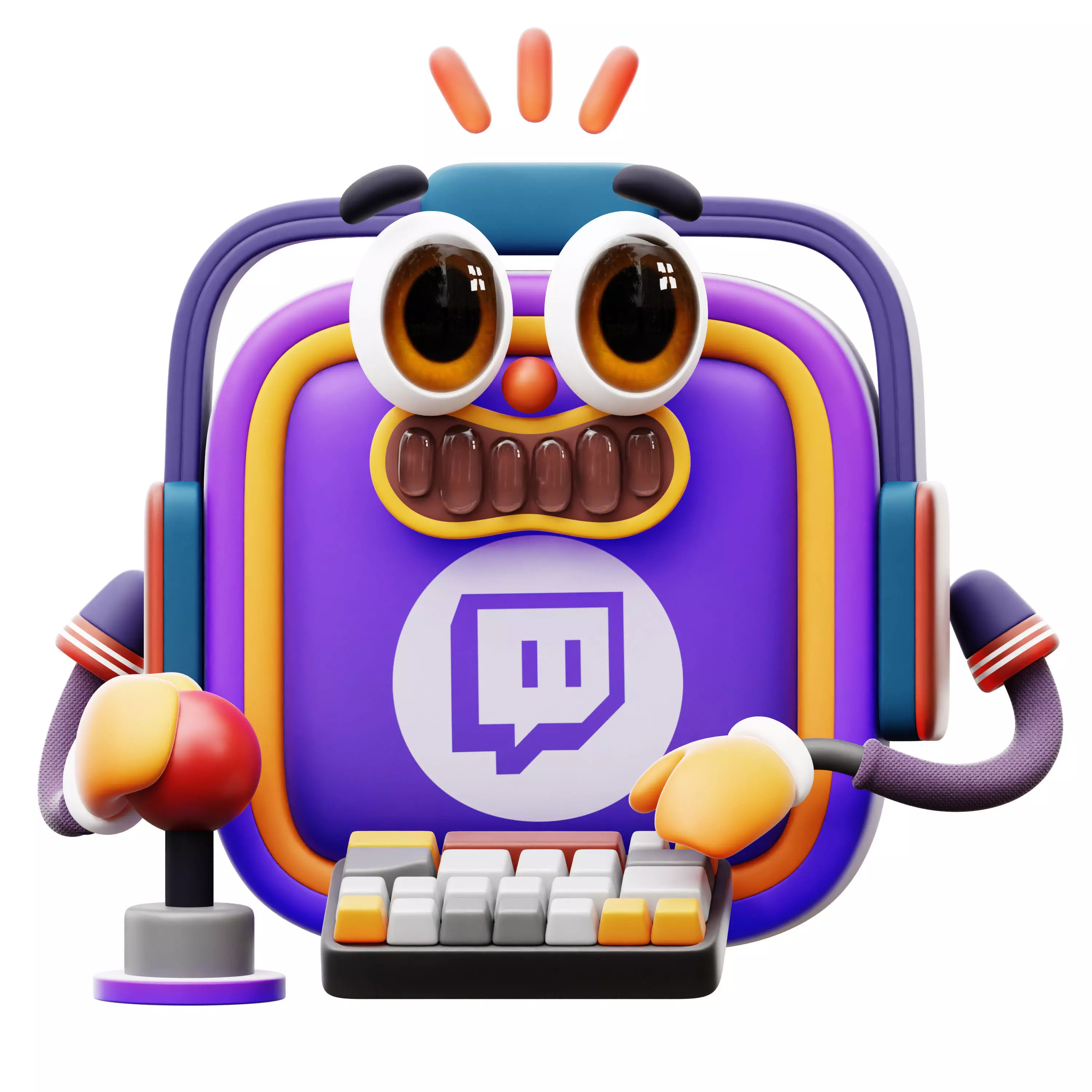 Twitch Sticker Mascot 3D Icon Low-poly 3D model
