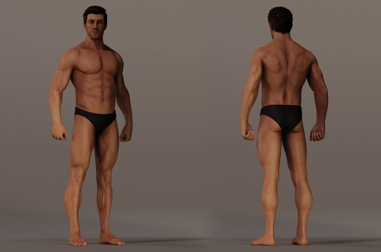 Male Base Complete Rig Low-poly 3D model_3